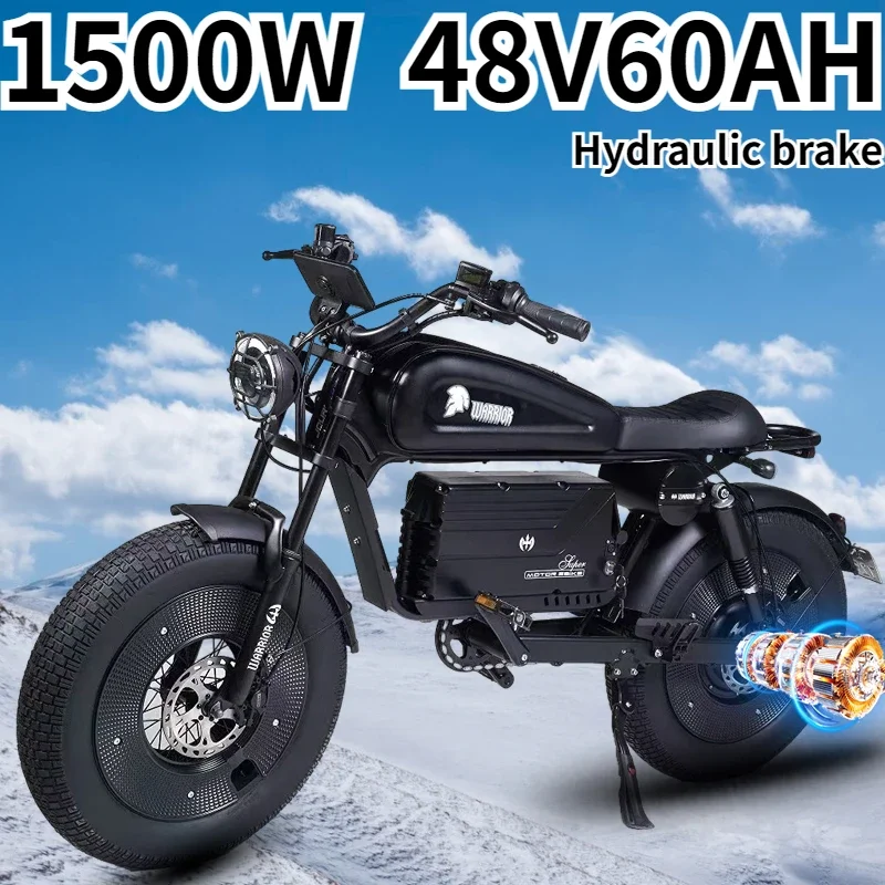 Electric Bicycle 1500W Motor 48V60AH Battery Hydraulic Brake Electric Bicycle Off-road Ebike Adult 20*4.0 Inch Fat Electric Bike