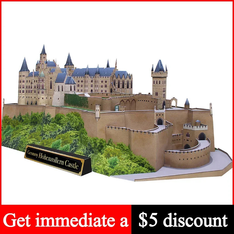 Germania Hohenzollern Castello 3D Modello di carta Casa Papercraft Arte fai da te Origami Edificio Adolescenti Giocattoli artigianali fatti a mano per adulti QD-173