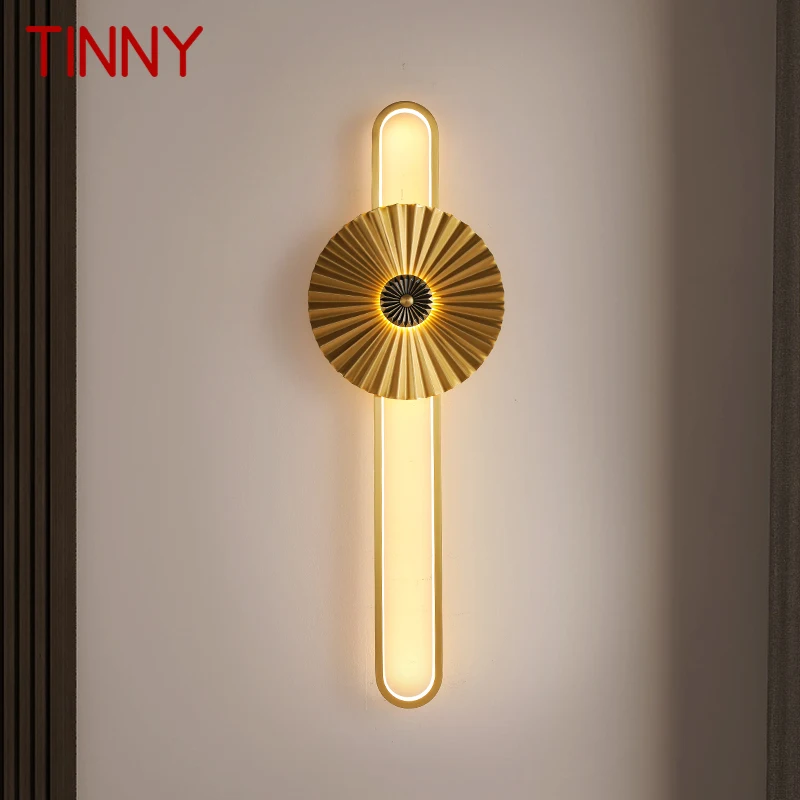 

TINNY Brass Wall Lamp LED Modern Luxury Sconce Light Interior Decoration Household Bedroom Bedside Living Room Corridor