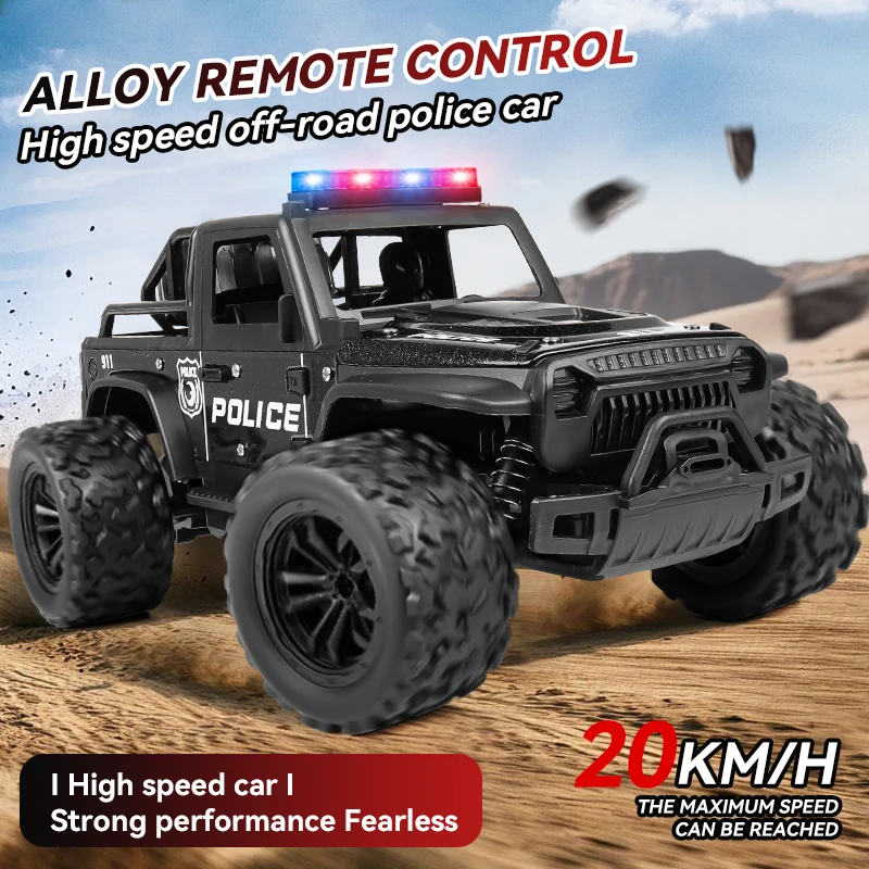 ZWN 1:16 alliage haute vitesse tout-terrain camion de Police voiture RC avec son de musique et lumières LED jouet extérieur 2.4G voitures télécommandées
