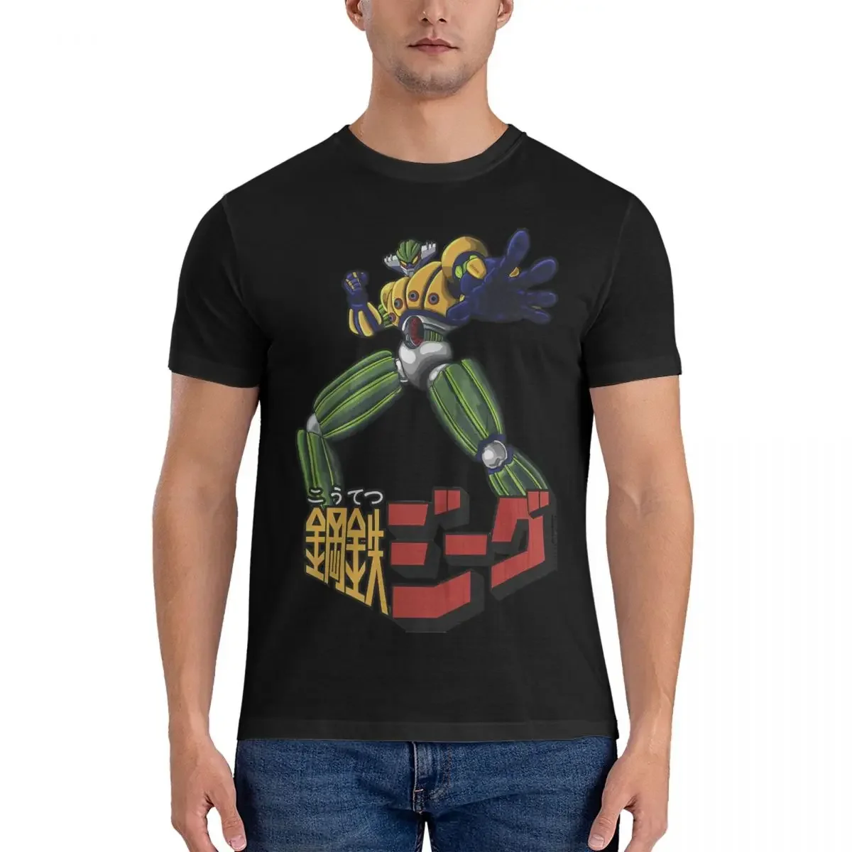 Men's 80S Mecha Anime Kotetsu T Shirts Jeeg Robot 100% Cotton Clothing Leisure Short Sleeve Round Collar Tees Unique T-Shirtman