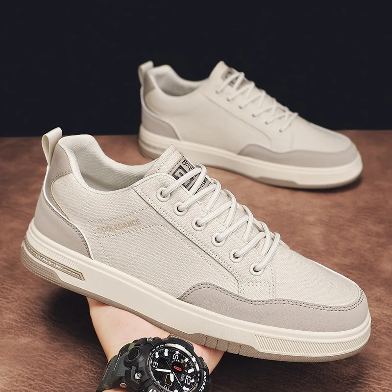 Autumn Men Low‑Top Casual Flats Shoes Korean Style Men Soft Works Shoes Trendy Male Canvas Skateboard Footwear Versatile Hombre