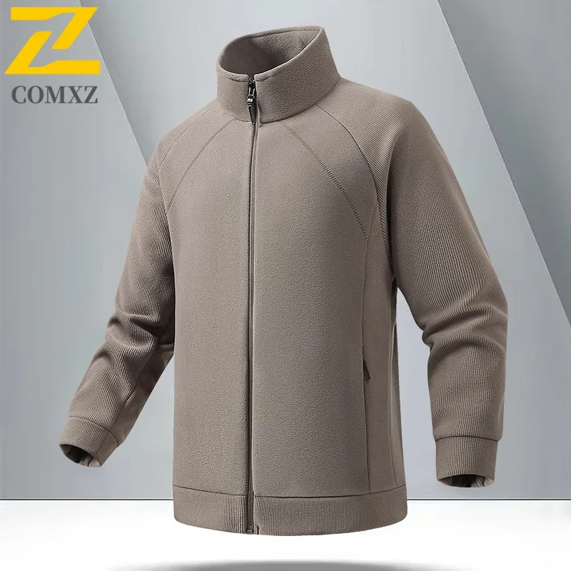 

COMXZ Outdoor Work Jacket for Men Thickened Windproof Warm Parka Premium Stand Collar Solid Color Comfort Winter Windbreaker