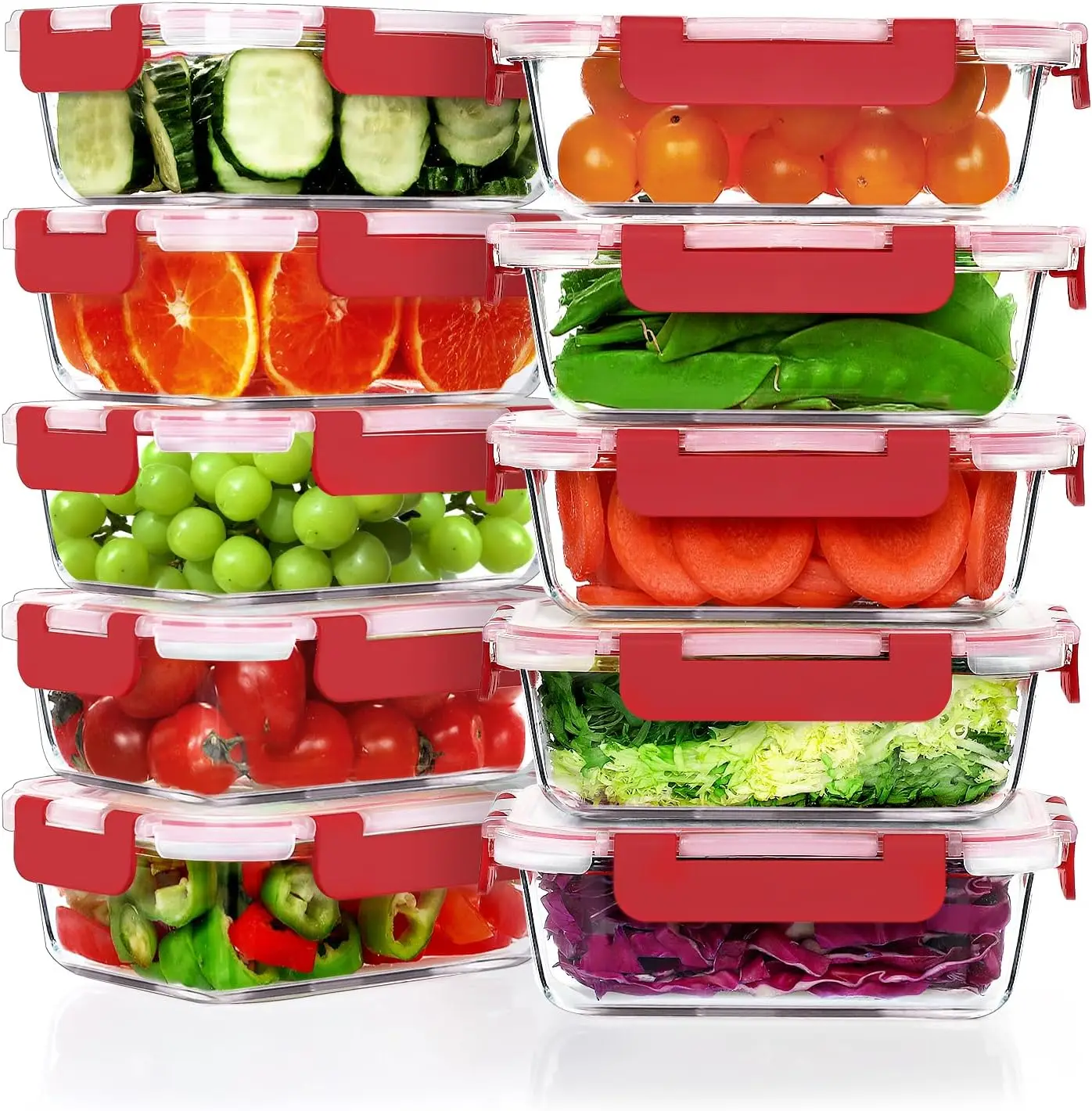 

10 Pack 22 OZ Glass Meal Prep Containers, Airtight Glass Lunch Containers Set, Glass Food Storage Containers with Lids,Exclusiv