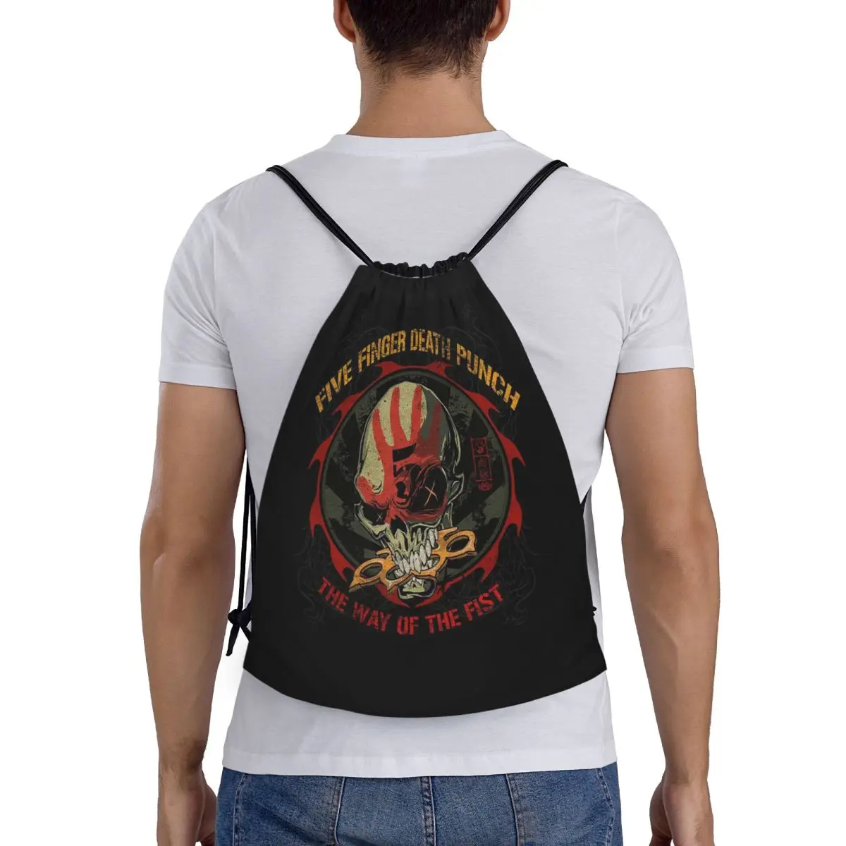 

Five Finger Death Punch Backpacks Portable Drawstring Bags Shoes Bag Book Bags for Man Woman School