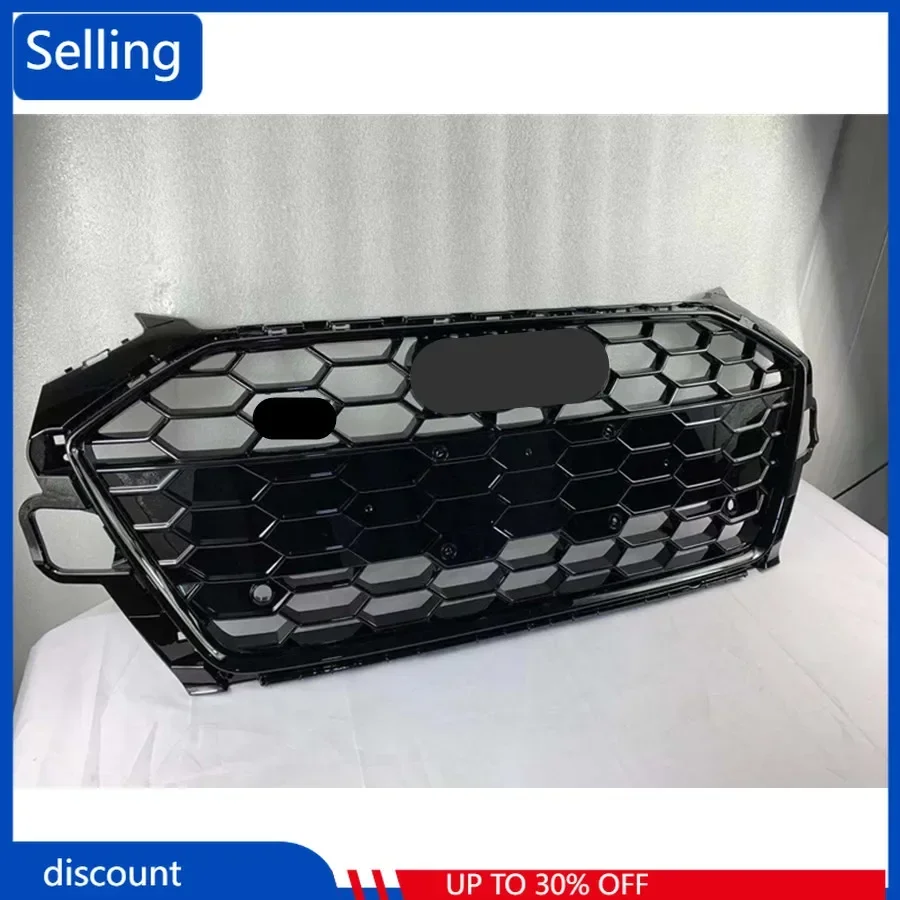 

For RS4 Style Front Sport Mesh Honeycomb Hood Grill Gloss Black For Audi S4 2020 2021 Front Bumper Hood Grille fast ship