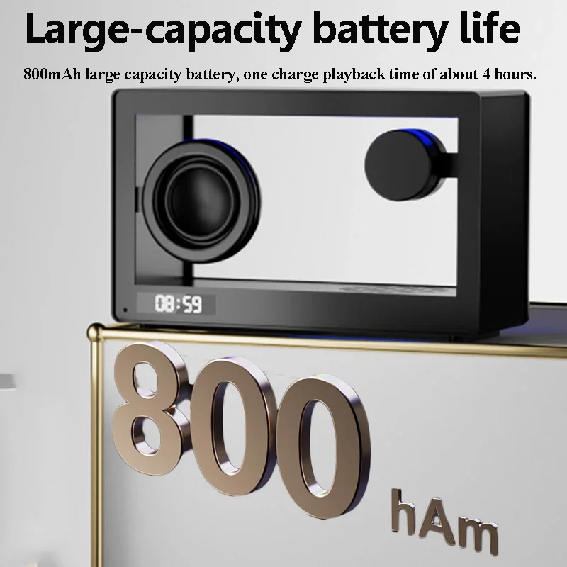 Nordic Mini Transparent Bluetooth Speaker High Quality Computer Speaker Portable Clock Wireless Music Box with LED Ambient Light