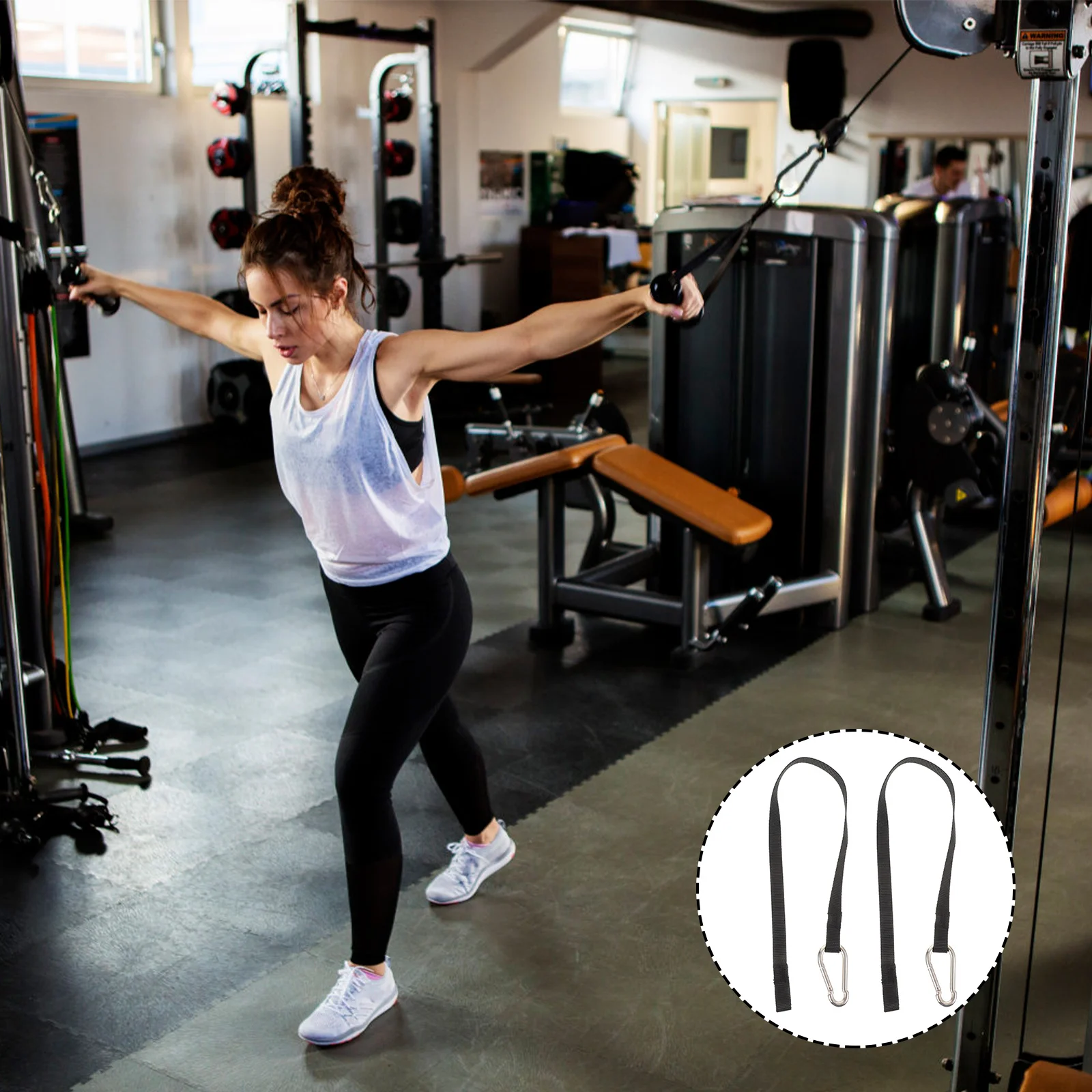 2 Pcs Cable Gym Extension Belt Handles Pull Down Cord Dual Grip Tricep Rope Machine