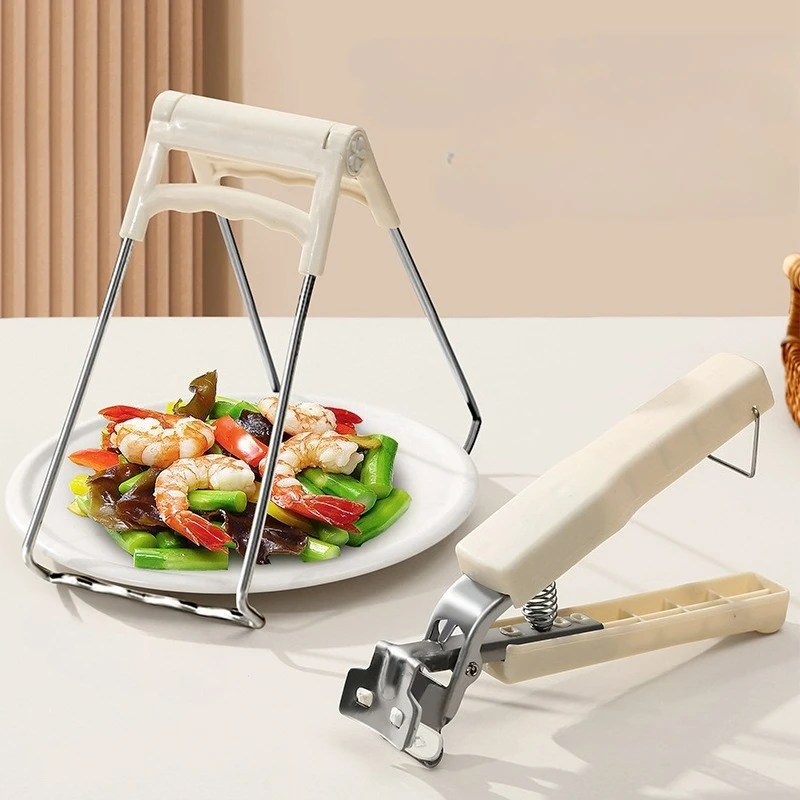 Heat Resistant Bowl Gripper Anti Scald Kitchen Clips Stainless Steel Hot Plate Dish Lifter Tongs Set for Steamed Food