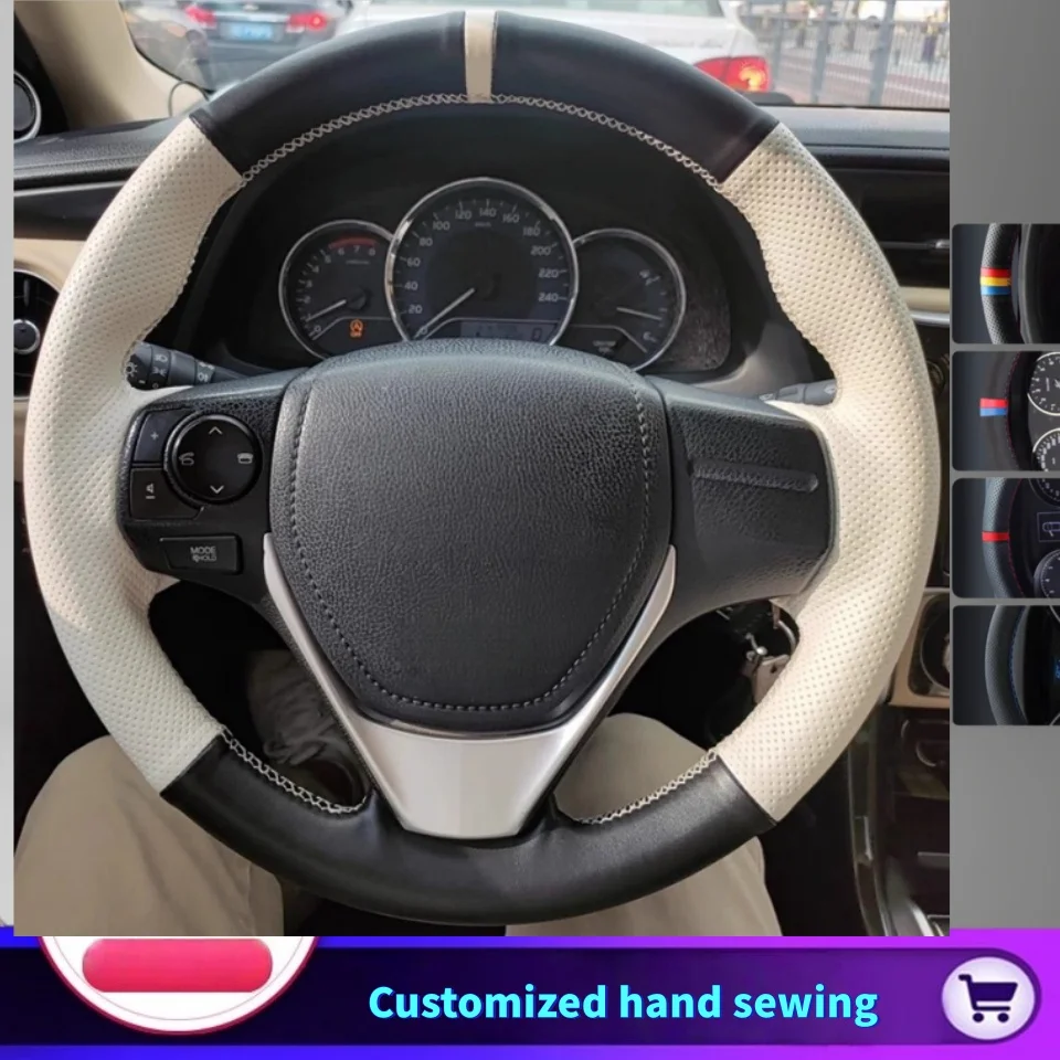 

Customized Hand-stitched Anti-Slip Microfiber Leather Steering Wheel Cover For Toyota RAV4 2013-2018 Toyota Corolla 2014-2017