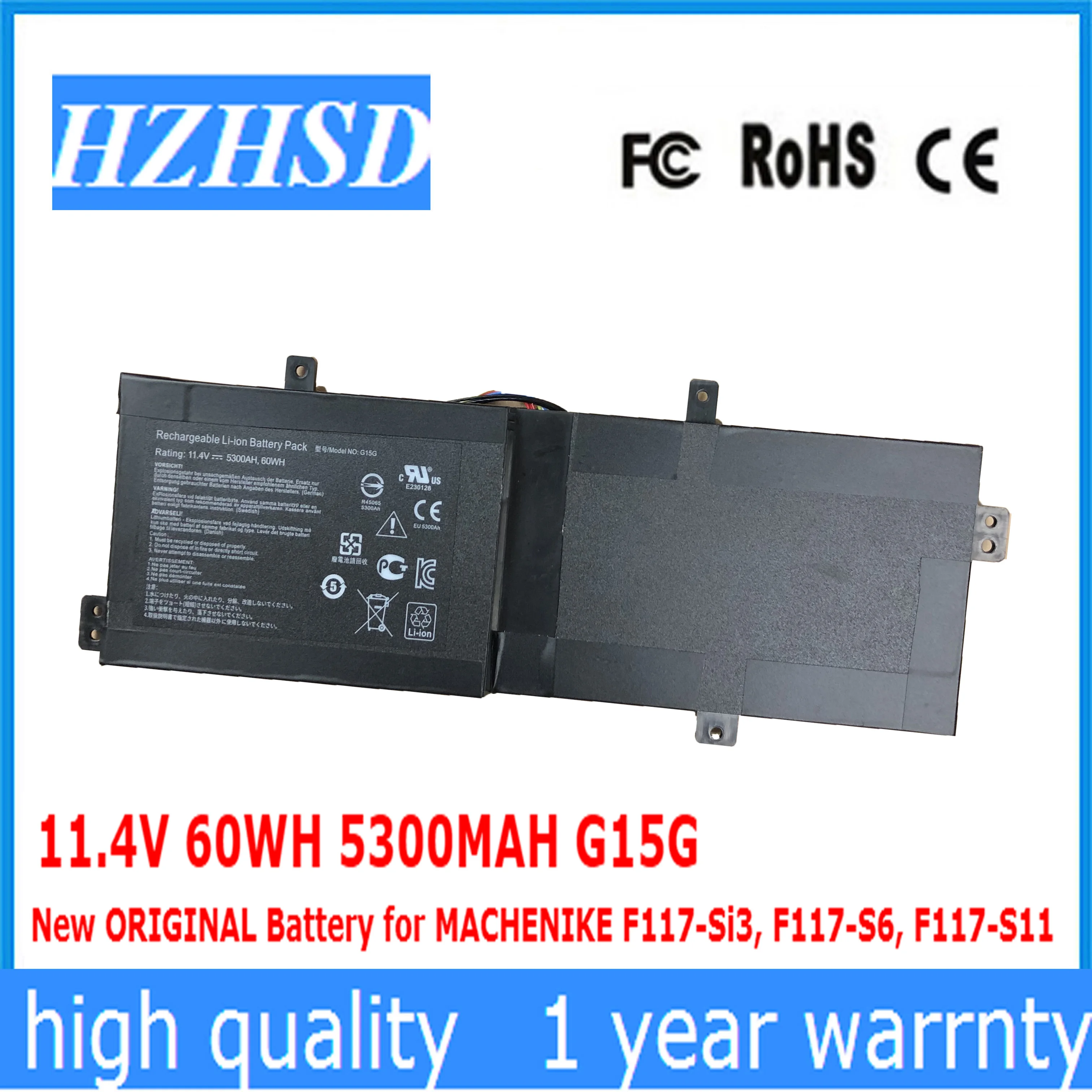 

11.4V 60WH 5300MAH G15G New ORIGINAL Battery for MACHENIKE F117-Si3, F117-S6, F117-S11