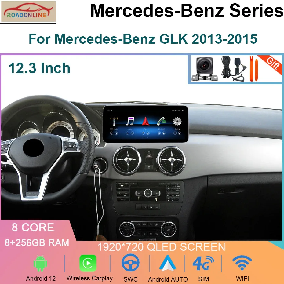 

8G 256G Android 12 Car Radio For Mercedes-Benz GLK 2013-2015 X204 Navigation Car Video Player Bluetooth Multimedia Screen