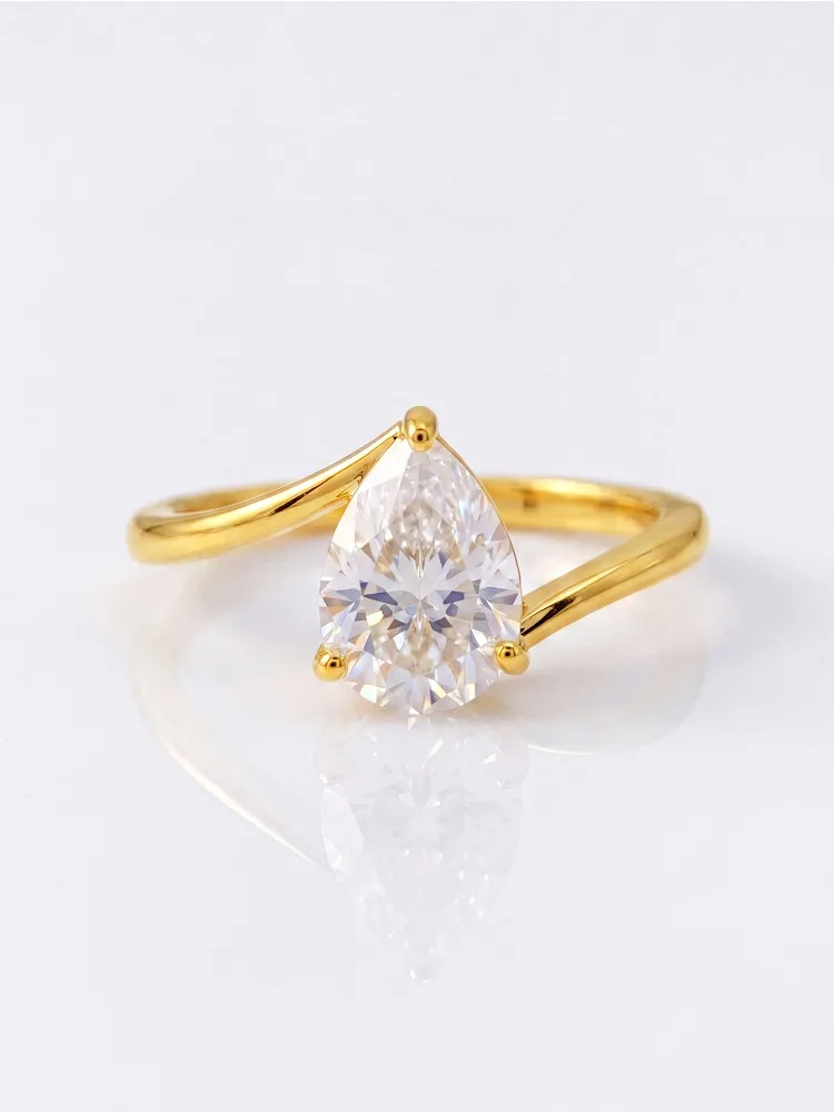 Echte 2CT Moissanit-Diamant-Wassertropfen-Verlobungsringe für Damen, Alltags- und Jubiläums-Party, modischer Luxusschmuck – Detail 5