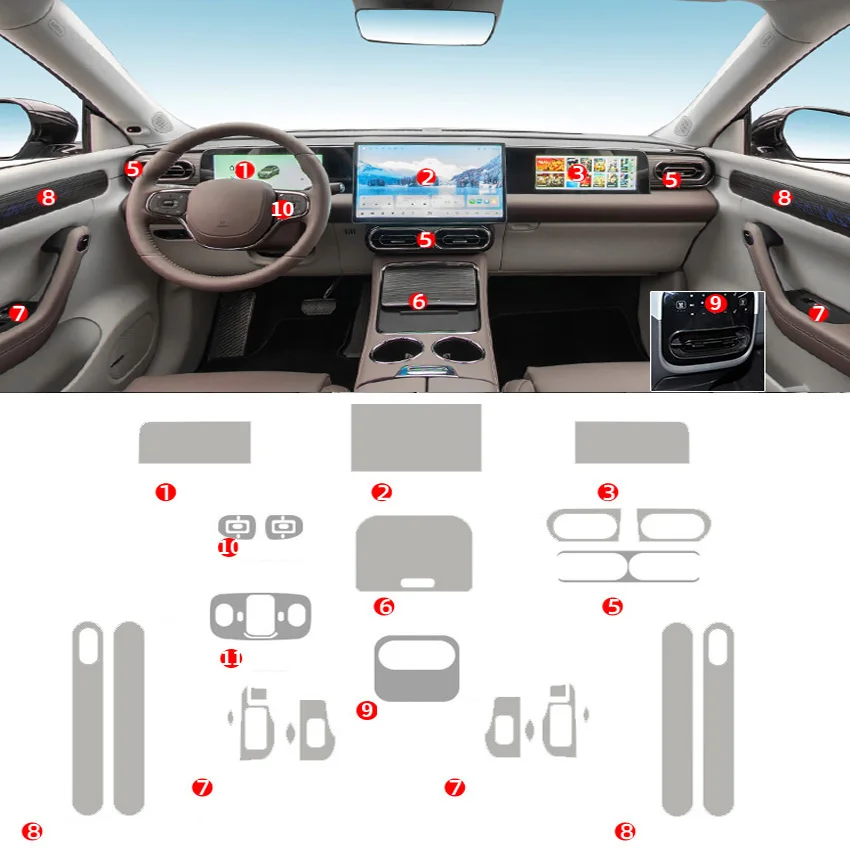 

For Leapmotor C11 2024 Tpu Transparent Film Car Interior Sticker Center Control Navigator Screen Door Protection Car Accessories