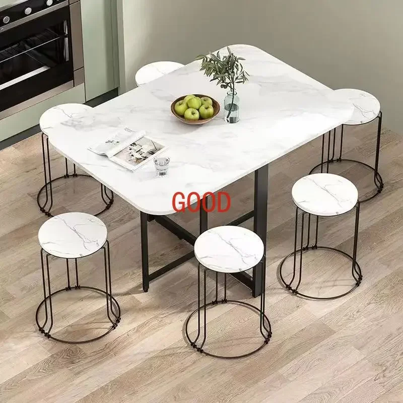 Foldable Home Dining Table, Office Desk Multifunctional Movable Table Simple Modern Kitchen Retractable Rectangular Table