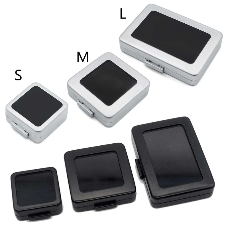 Diamond Storage Organizer Clear Gem Box Gemstones Packaging Box Pendant Jewelry Gift Box Display Silver Black