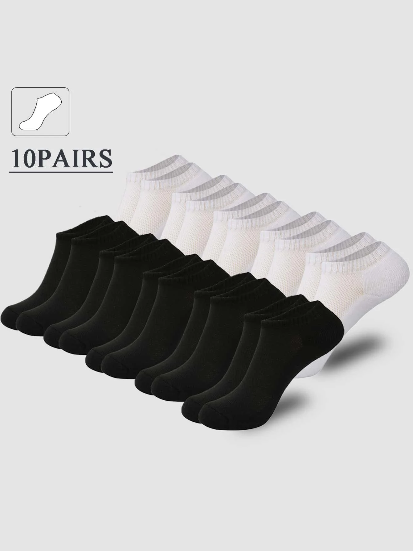 10 pairs Summer Spring Autumn Season Breathable Solid Color Socks Low Ankle Socks Sweat Absorption Men\'s socks