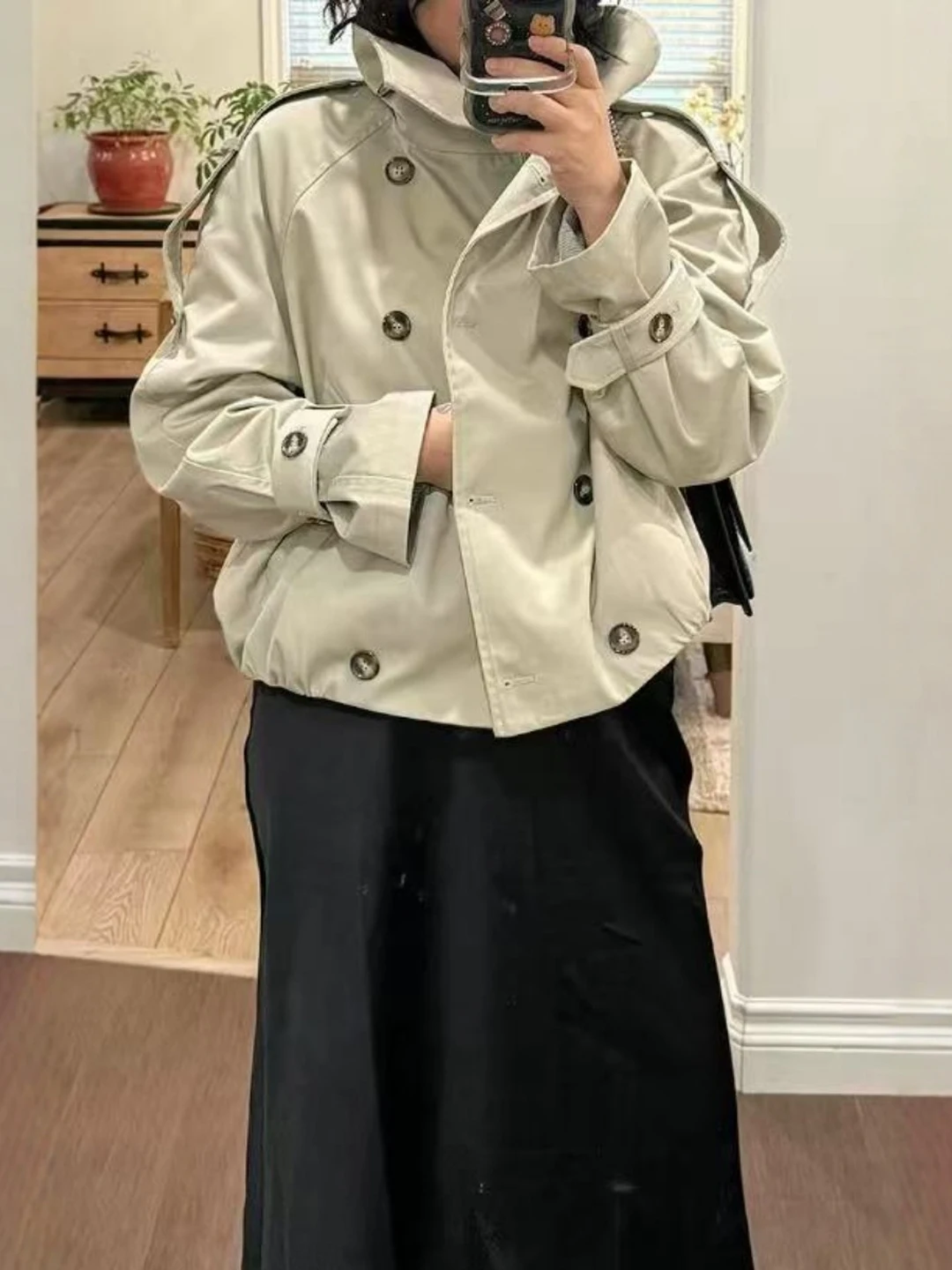 Women's American Retro Double-Row Button Windproof Stand Collar Short Coat New Style 1341969 Fashionable Ladies' Windbreaker