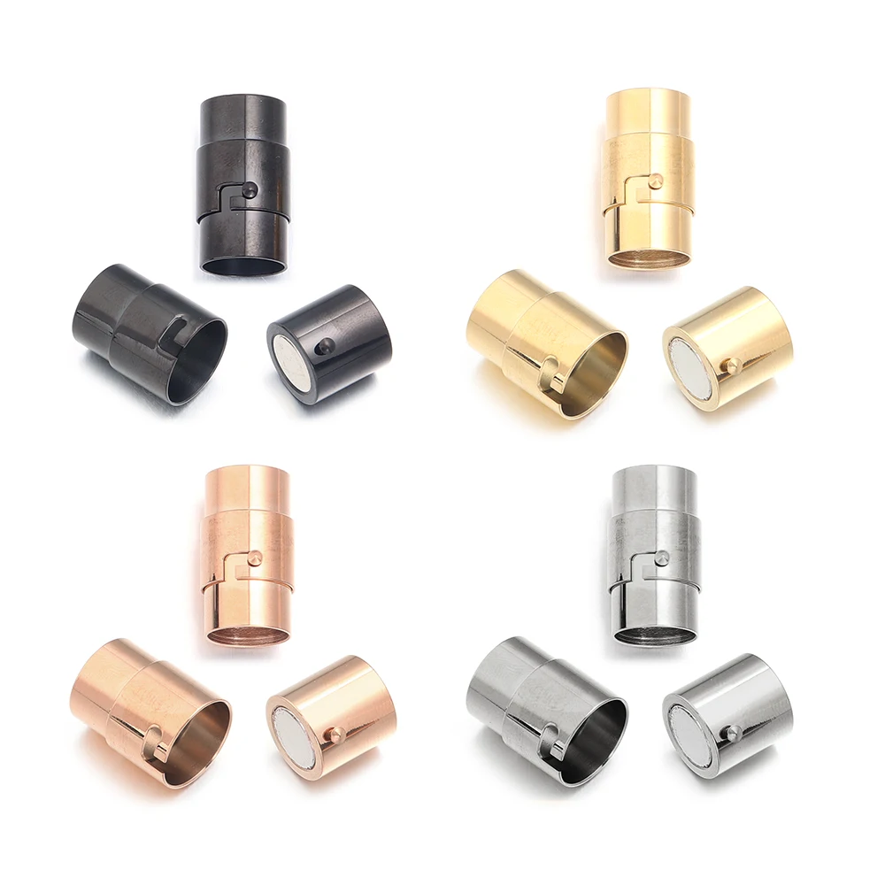 Fermoirs magnétiques solides en acier inoxydable, fermoirs d'extrémité de cordon en cuir, connecteurs de crochets pour la fabrication de bijoux, Bracelet et collier