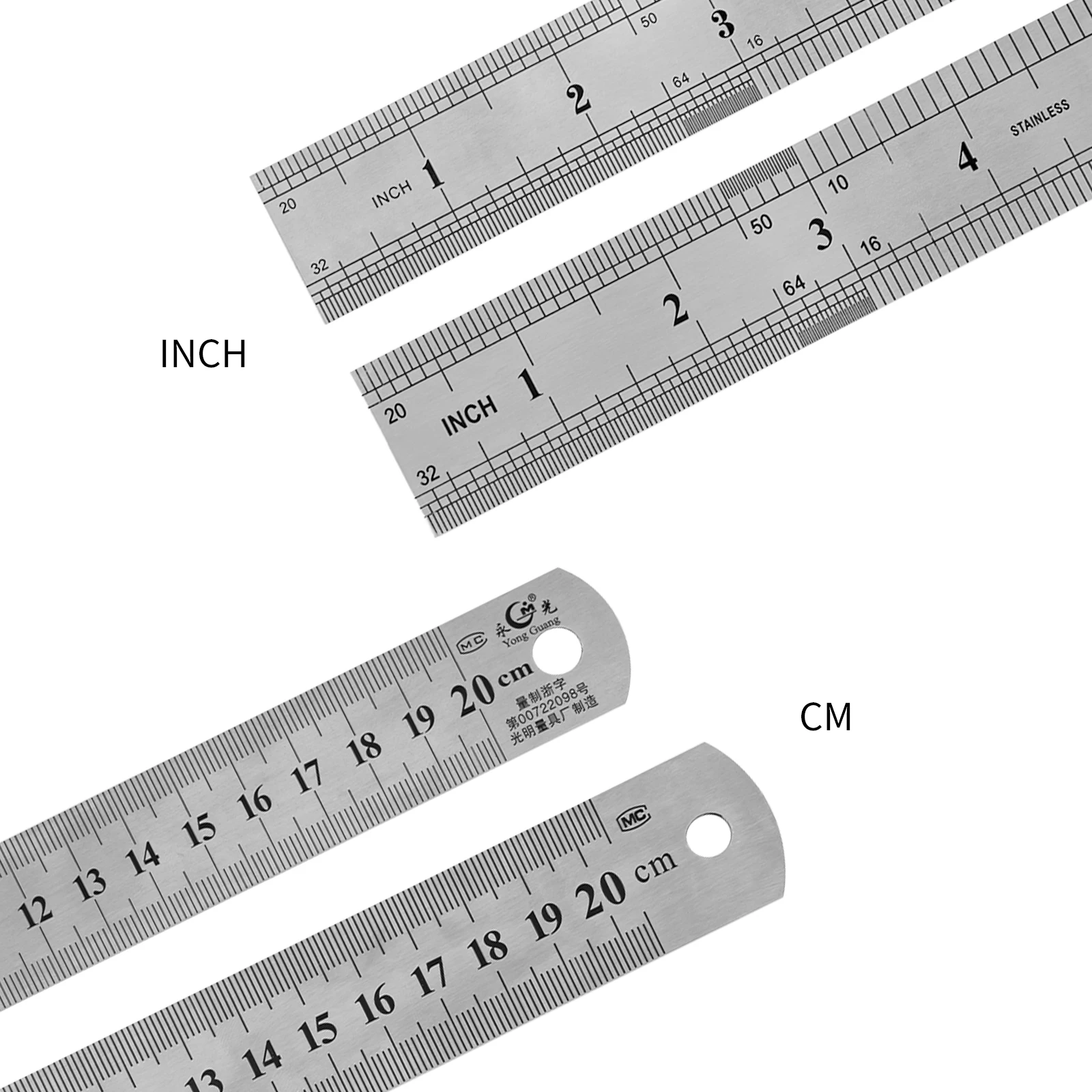 20cm Dual Scale Stainless Steel Metal Ruler Inch Metric Measurement Car Wrap Window Tint Vinyl Cutting Marking Measuring Tool