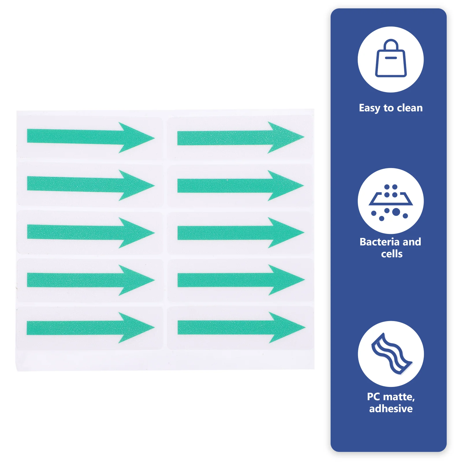 粘着性の矢印サインステッカー,取り外し可能なフロアステッカー,PVCグリーンステッカー,10個