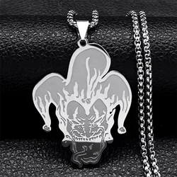 Hip Hop Clown Joker Jester Pendant Necklace for Women/Men Stainless Steel Funny King Demon Evil Necklace Grunge Jewelry collar