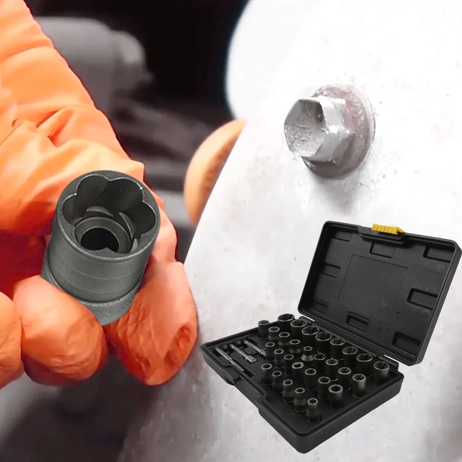 For Garage Use Bolt Extractor Kit Metal Bolt Extractor Socket Set Adapter Set Adapter Included Comprehensive Size Range
