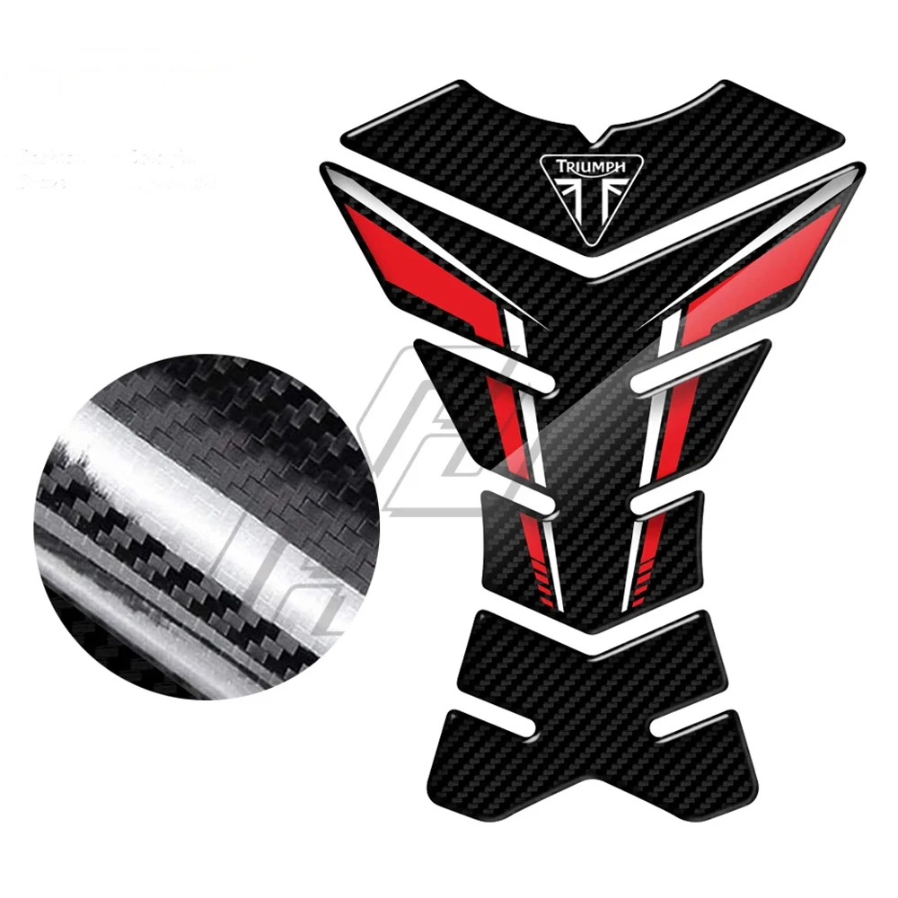 3D Carbon-look Motorcycle Tank Pad Protector Sticker For Triumph 675 765 Tiger 800 900 Speed Triple