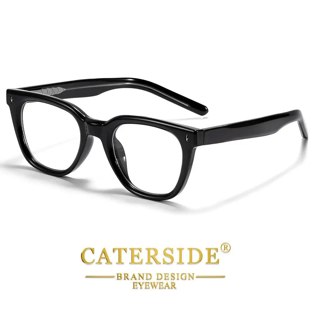 CATERSIDE Modische Anti-Blaulicht-Brille für Damen und Herren, Zellulose-Propionat-Bügelspitzen, Tr-90 Quadratischer Retro-Brillenrahmen – Detail 8