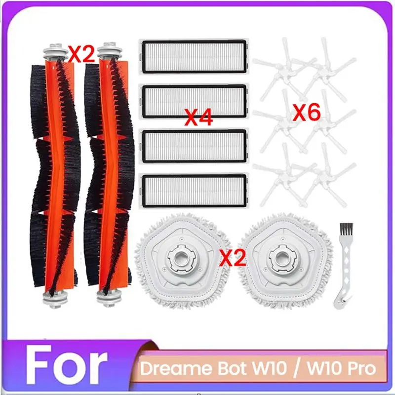 AWAH 15PCS Vacuum Cleaner Brush Filter And Mop Cloth Set For Dreame W10 W10 Pro Vacuum Cleaner Replacement Parts