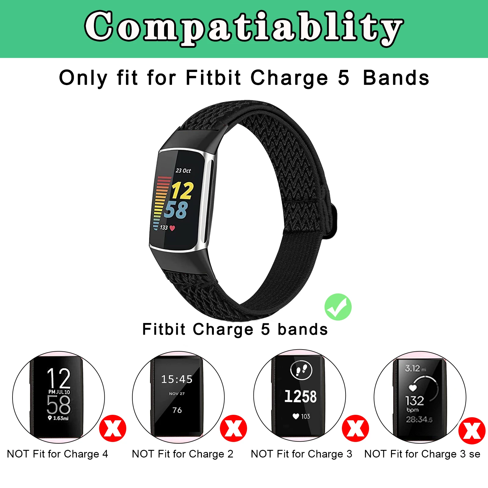 Nylon Elastic Strap For Fitbit Charge 5/Charge 6 Sport Watchband Bracelet For Fitbit Charge 5/Charge 6 Strap Wristband Replaceme