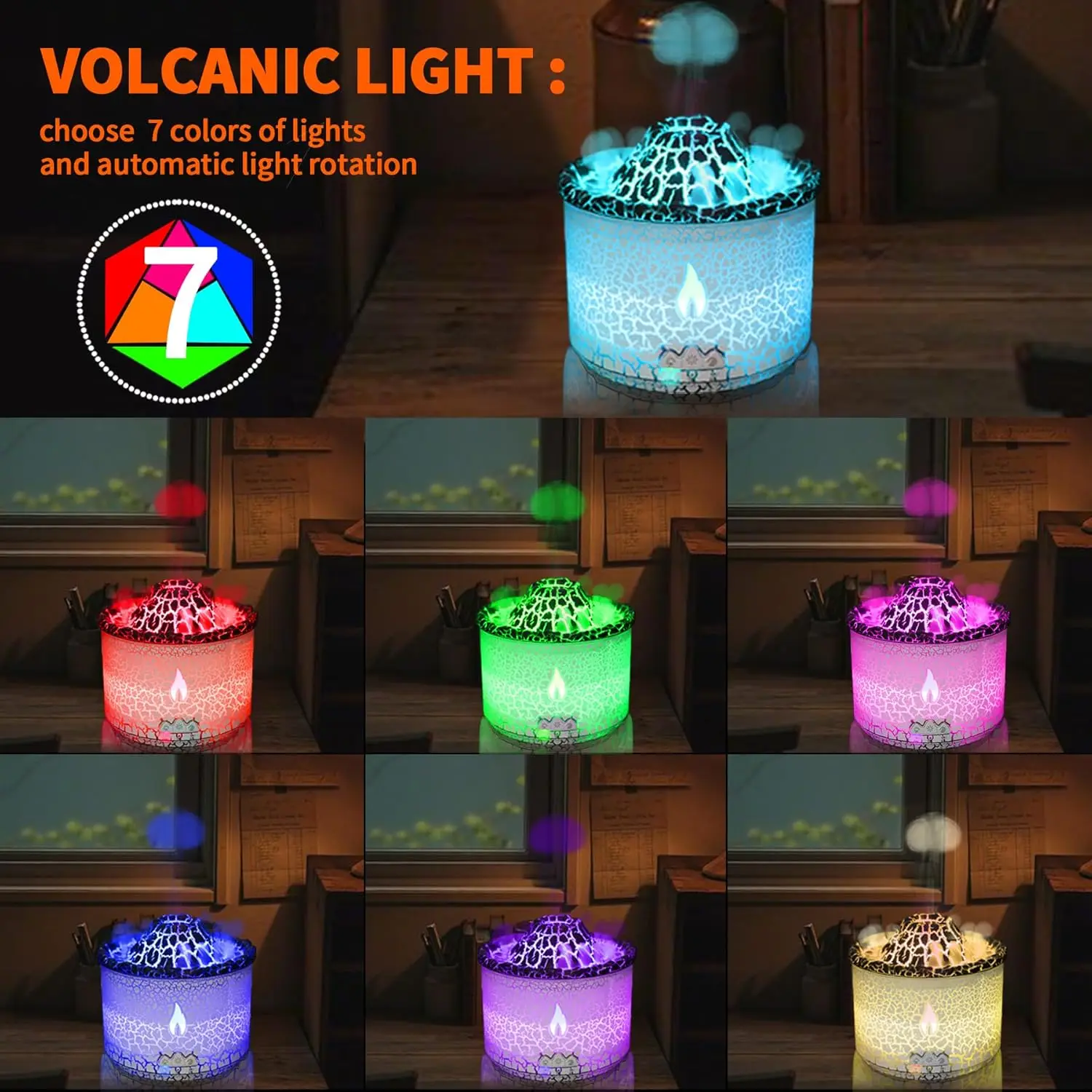2026 New Upgrade Essential Oil Diffuser 360ML,Volcano And Flame Diffuser/Humidifier 2 Mode,Diffusers For Home
