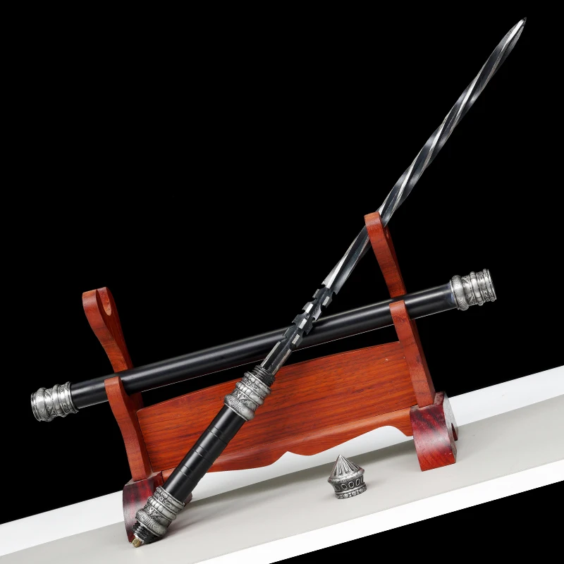 Chinese Tang Staff Sword Manganese Steel Armor-Piercing Cone Stainless Steel Sheath Warrior Katana Collectible Sword Home Decor view 6