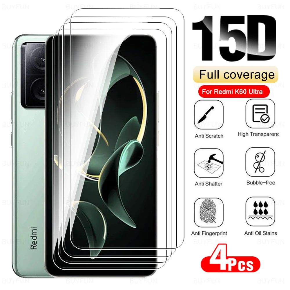 4Pcs Screen Protector For Xiaomi Redmi K60 Ultra 5G Protective Tempered Glass RedmiK60Ultra K60Ultra K 60 Extreme Edition 6.67''