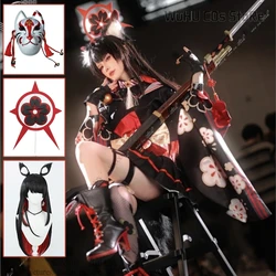 Kosaka Wakamo Blue Archive Cos Woman Cosplay Costume Wig Earrings Fox Kimono Cos Woman Man Role Play Comic-Con Adult Halo Mask