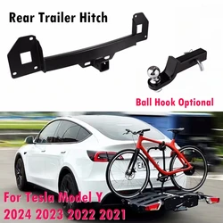 For Tesla Model Y 2020-2024 Tow Hitch Tow Hook Adapter Tow Hook Rear Trailer Ring Receiver With Ball Amount Optional Carbonsteel