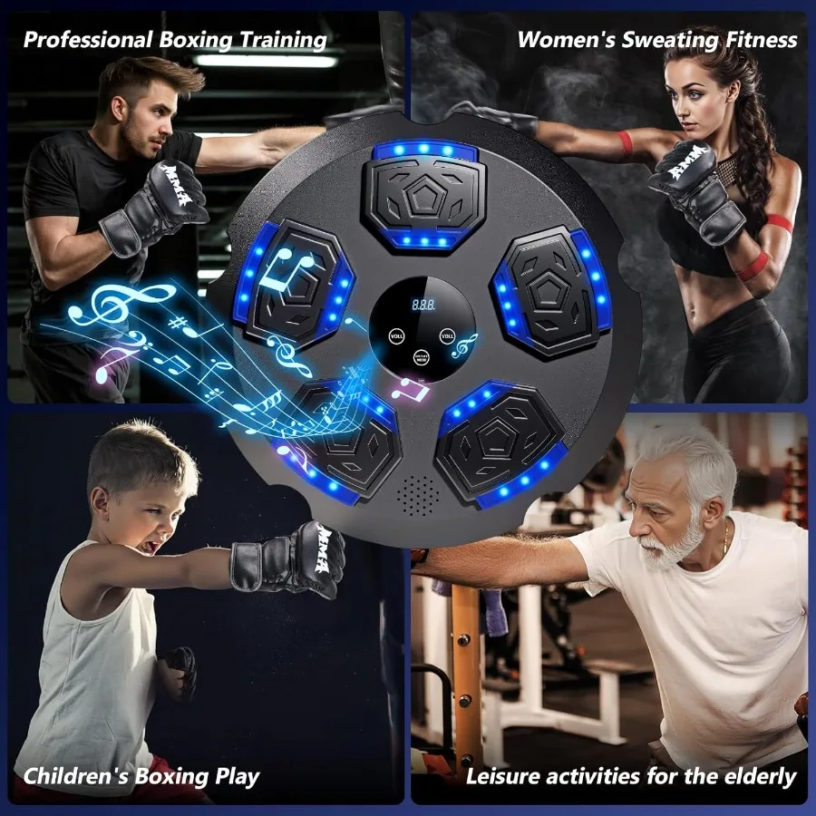 Interactive Music Boxing Machine Workout Equipment with Integrated Boxing Gloves Bluetooth Smart Punching Arcade Machine for Ho