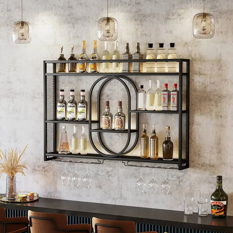 Nightclub Drinks Alcohol Cabinets Metal Shelves Display Cellar Wine Cabinets Space Saver Cocktail Bancone Da Bar Furniture
