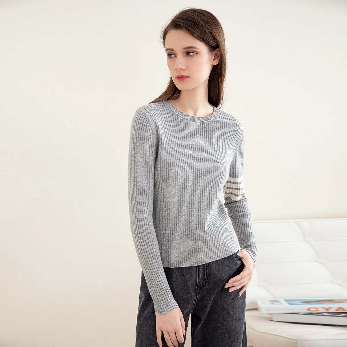 TC-187 100% cashmere high quality women's knitwear pure cashmere pullover