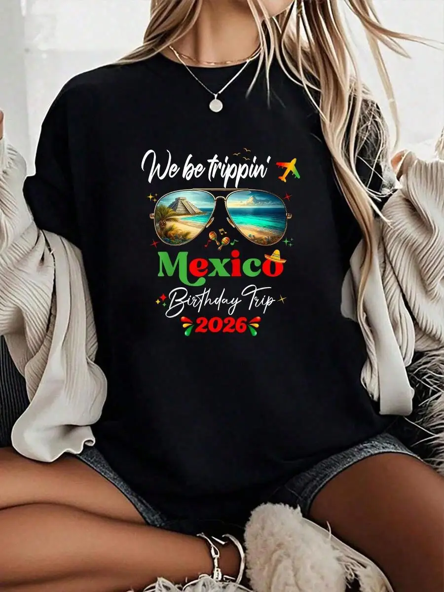 Women s Breathable And Comfortable Round Neck T-Shirt Cancun Mexico Cozumel Cabo Vacation Birthday 2026 Girls Trip T-Shirt