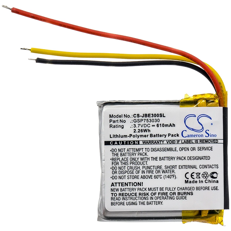 Batería de repuesto CS para JBL Everest Elite 300, Everest Elite E45BT, E45BT, E55BT, Everest Elite E PN:GSP753030 610mAh / 2.26Wh
