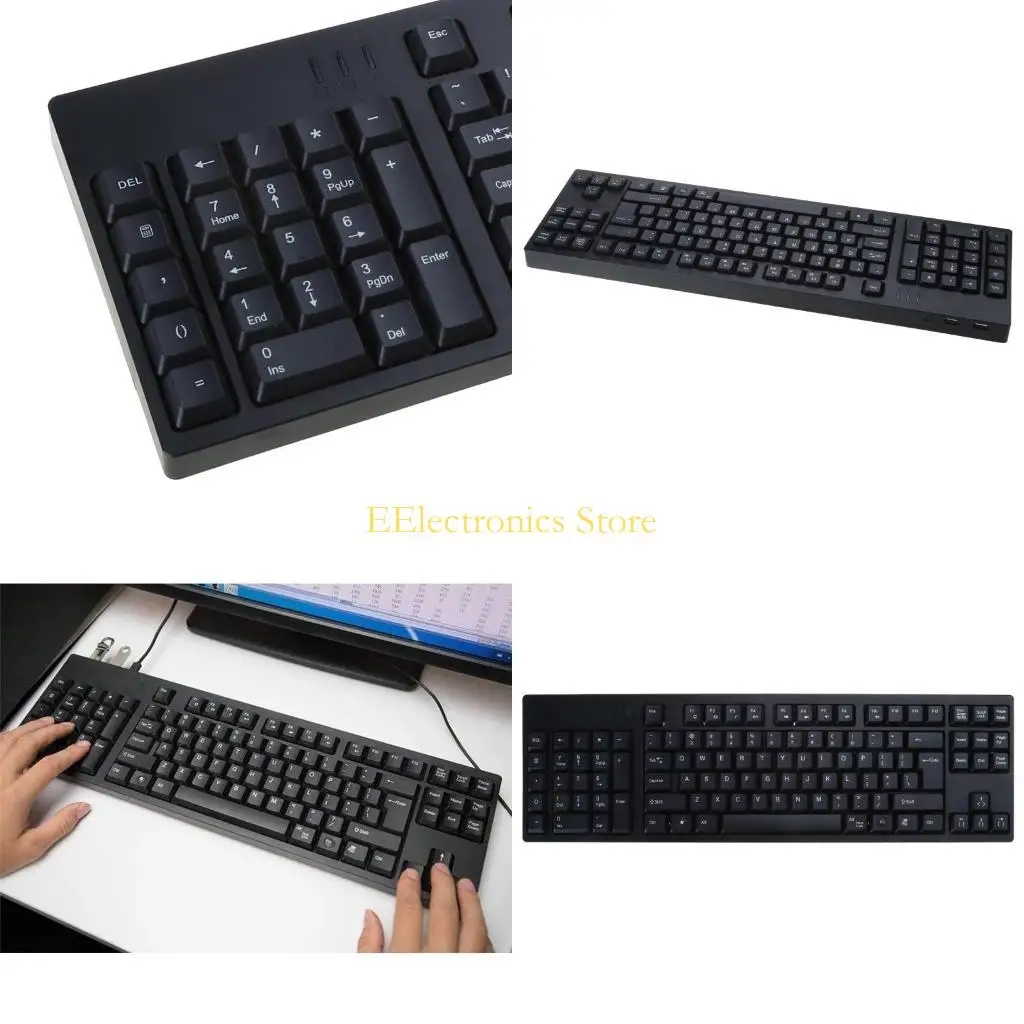 

B03C Professional Office Keyboard Left Handed Ergonomic Keyboard 2xUSB Hubs Comfortable Typing Experience Quick Operation