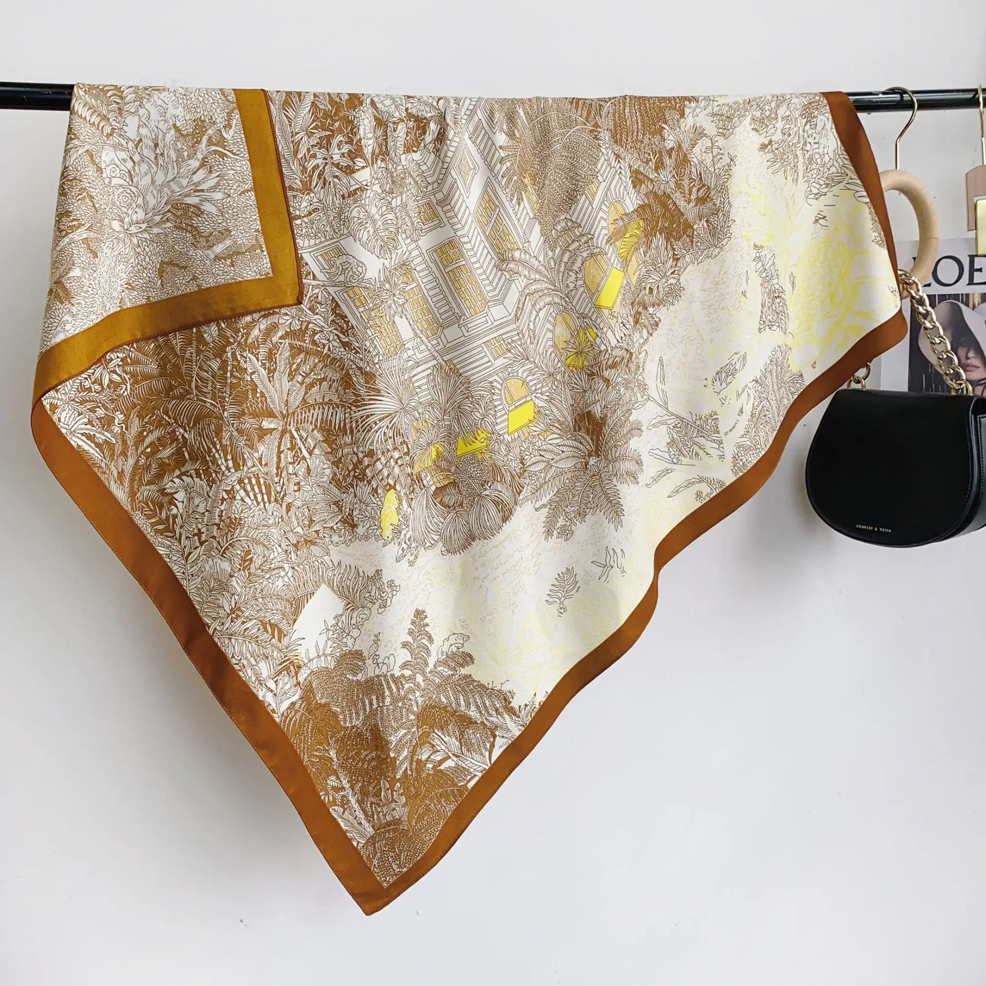 

2025 Printed Square Scarf Women - Luxury 90x90cm Silk-like Shawl, Autumn Elegant Multipurpose Neckerchief, Versatile Bandana
