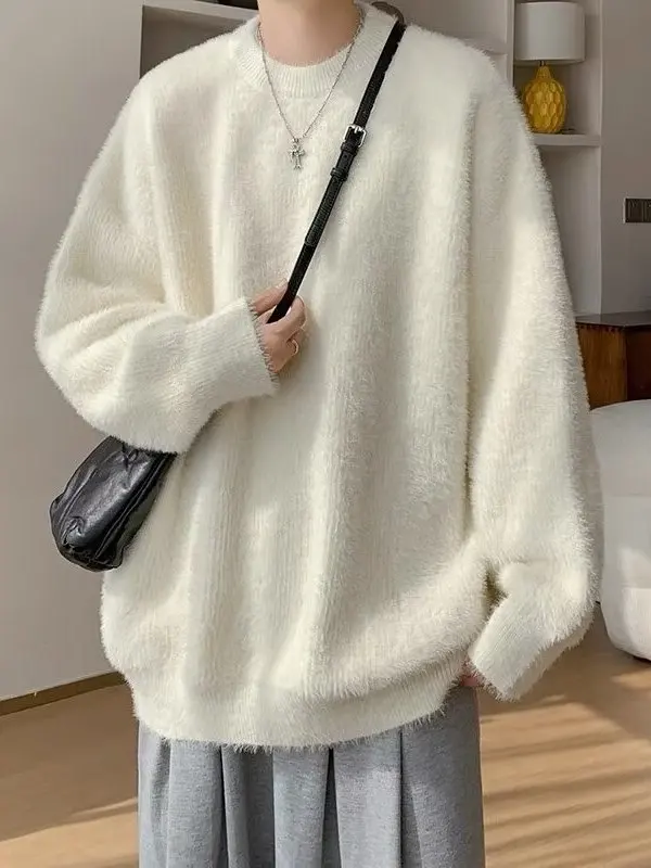 

Soft Camere Color Men's Casual Knitted Sweater Autumn Winter New Sle Versatile Leisure Base Layer Knitwear