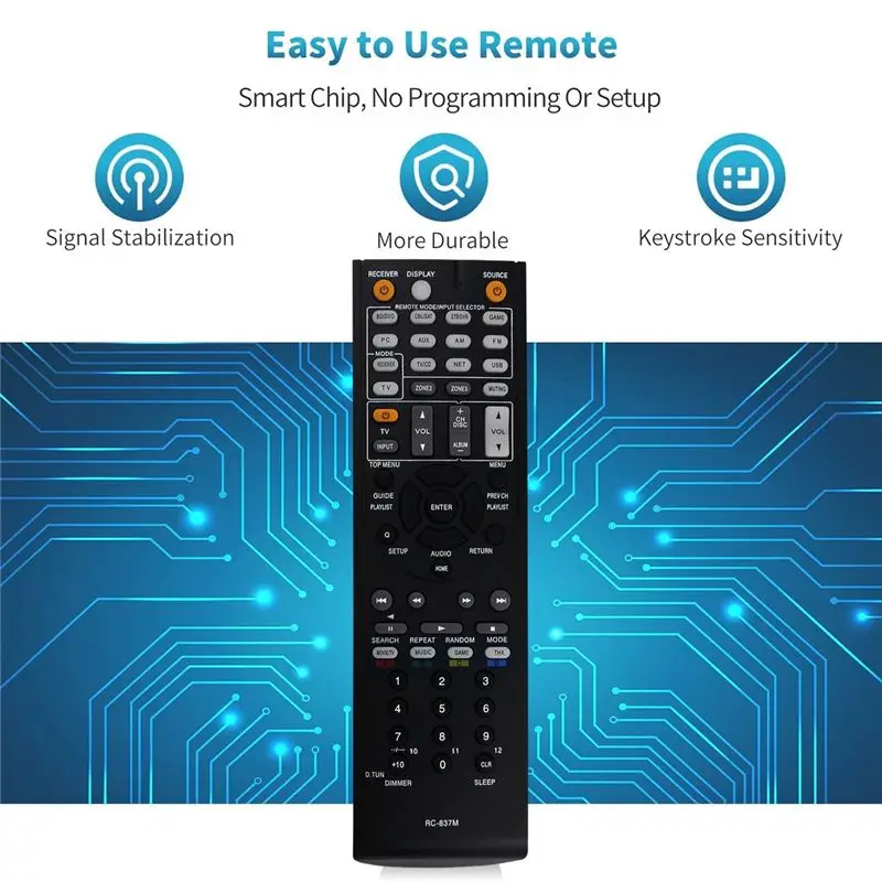 AU47-RC837M Replace Remote Control for Onkyo AV Receiver TX-NR616 TXNR616 Remote Control