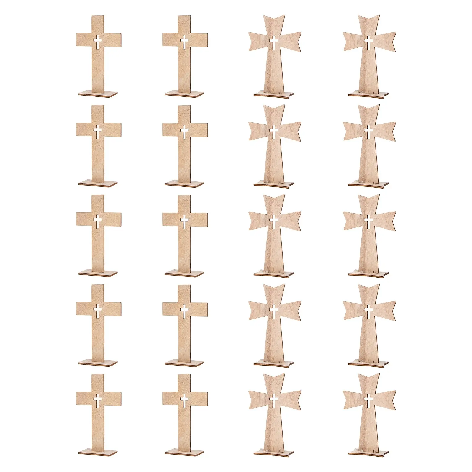 

20pcs Wooden Adornments Home Office Decor Craft Small Cross Shaped Adornment Crosses Wood Christian Gifts Party DIY Decoration