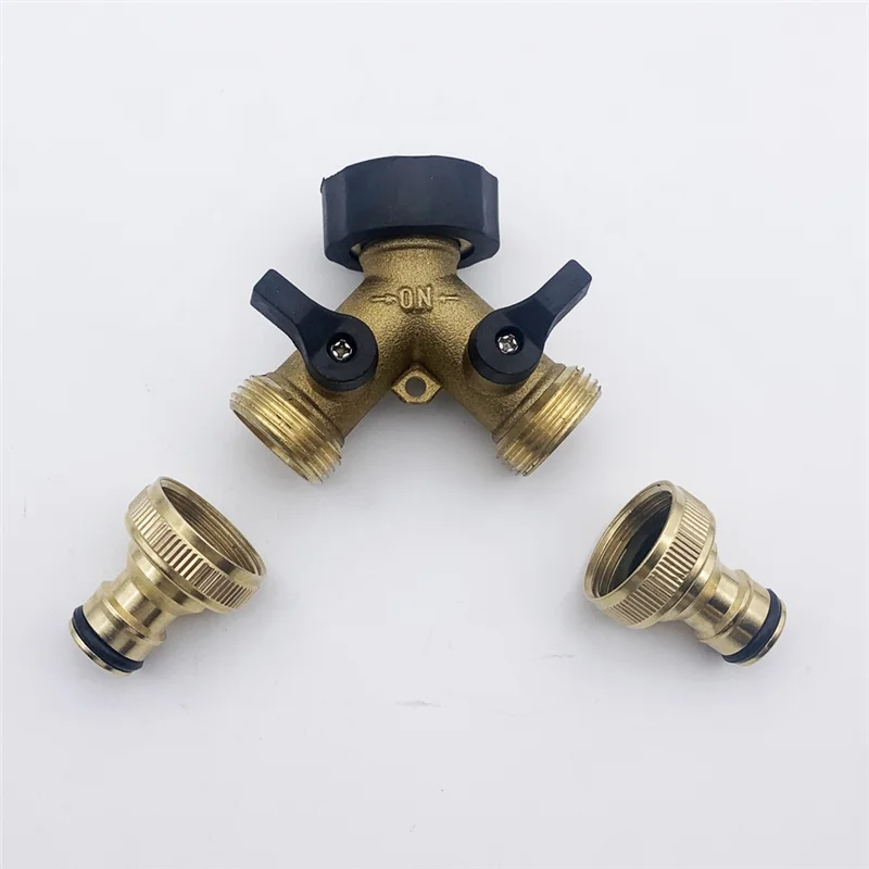 A93Z للخارجية الحنفية صنبور محول 1 قطعة 3/4 "4-Way النحاس البلاستيك خرطوم حديقة الفاصل Y-نوع سقي موصل الموزع