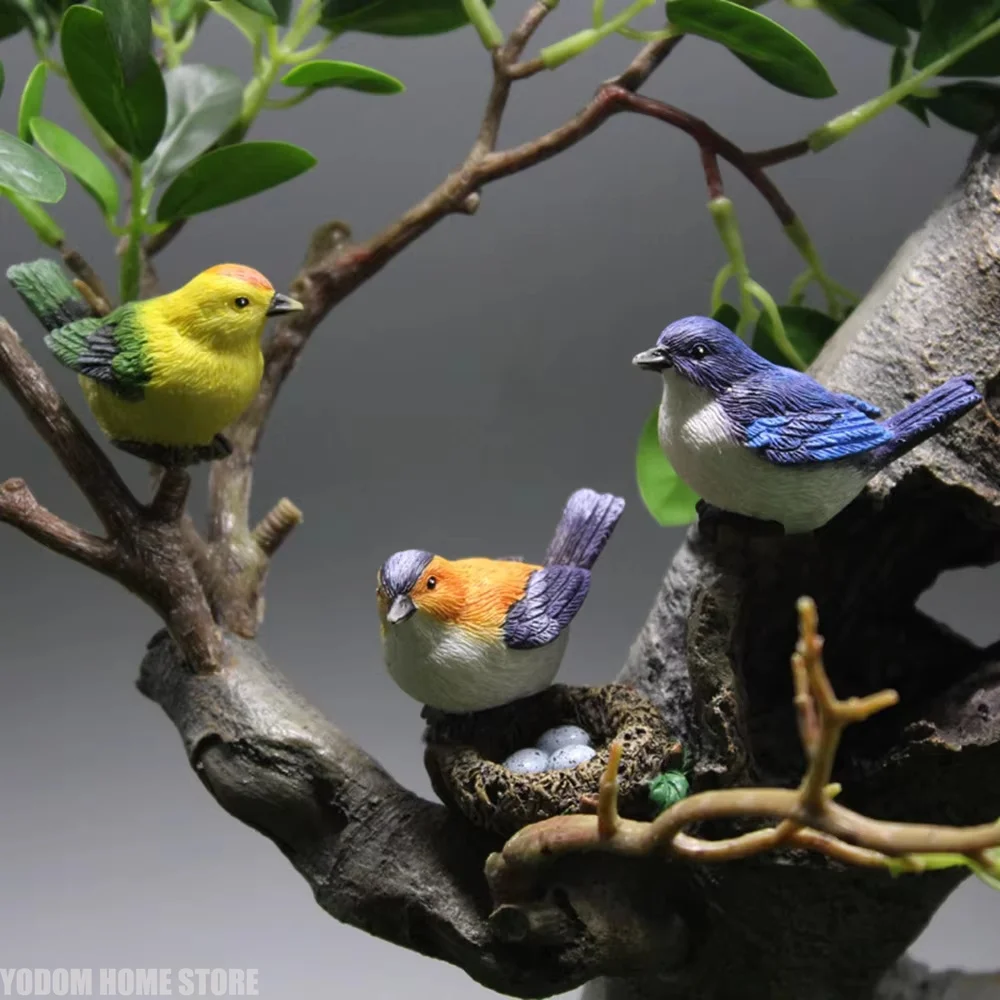 Resin Dollhouse Animal Figurines Miniature Micro Landscape Succulent Plant Bonsai Ornaments for Fairy Garden Home Decor