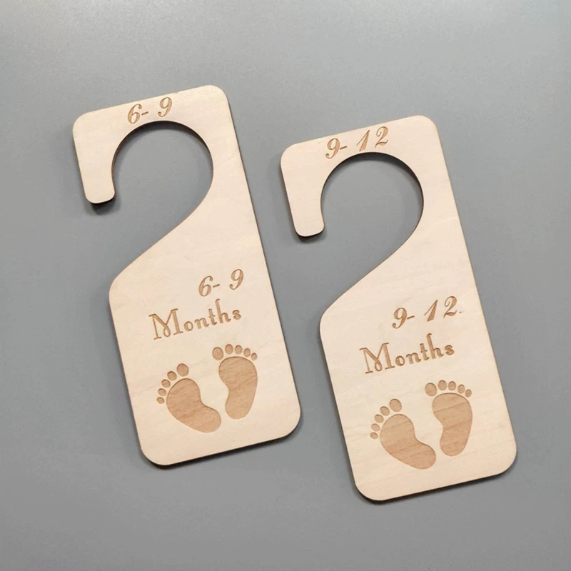 7 Pcs Baby Closet Size Dividers Wooden Baby Closet Organizers from Newborn Infant to 24 Months for Home Nursery Baby Clothes