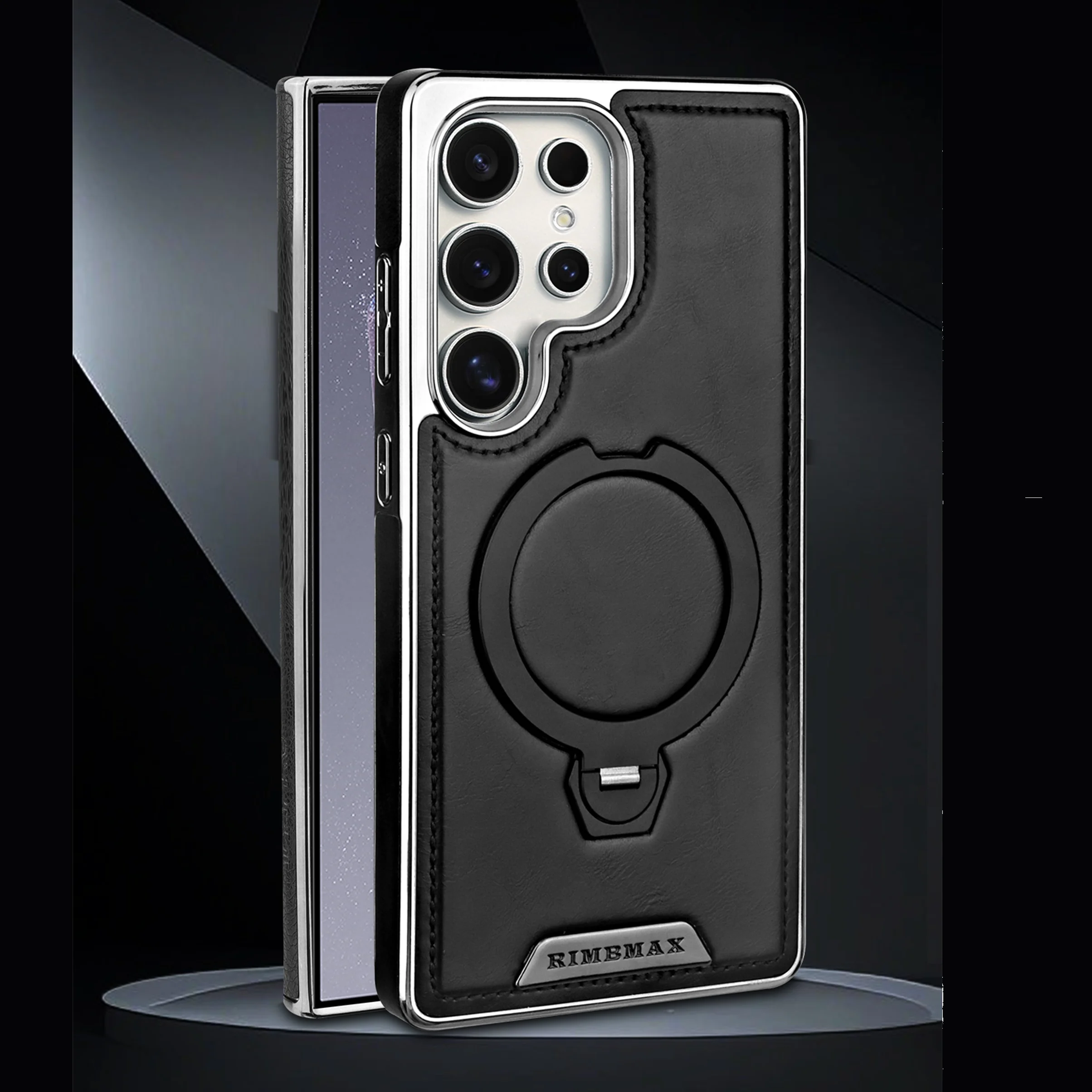 

Magnetic Wireless Charging Rotating Bracket Case for Samsung Galaxy S25 Ultra S24 Plus S23 S25 Edge Leather Plating Phone Cover